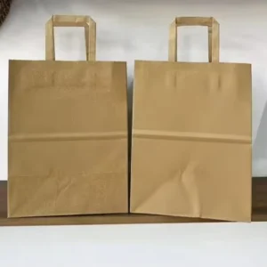 Custom Brown Kraft Paper Takeaway Bag with Lamination and Printed Logo for Clothing and Gift Shopping