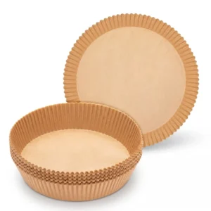 Custom Brown Kraft Round Silicone Oil Paper Air Fryer Liners 20 cm 200 Pieces for Food Baking