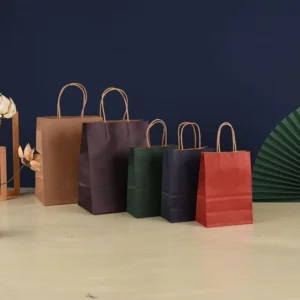 Custom Brown Paper Kraft Bags 12*10*22cm for Food Snack Packaging Logo Product Name Paper Packing for Shopping