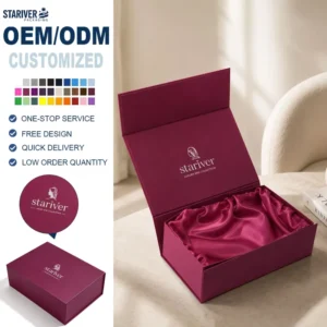Custom Burgundy Foldable Magnetic Gift Box Matte Rigid Paper Packaging for Human Hair Wig Hair Bundles with Custom Logo Printing