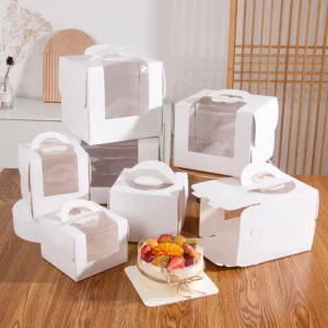 Custom Cardboard Bakery Cake Box with Transparent Window