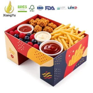 Custom Cardboard Fast Food Box Color-Printed Paper Tray For Fried Chicken Fries Snacks Sauce Cups Takeaway Restaurant Catering