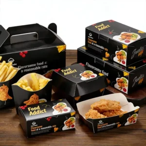 Custom Cardboard Food Takeout Box for French Fries, Chicken, and Burgers with Printed Logo