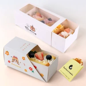 Custom Cardboard Paper Drawer Box for Sandwiches, Macarons, Loaf Bread, Cakes, Towel Roll Cakes, and Brownies