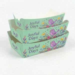 Custom Coated Paper Food Grade Recyclable Disposable Food Tray for Catering