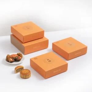 Custom Color Foldable Mooncake Dessert Food Packaging Box With Double Insert Lid and Embossing