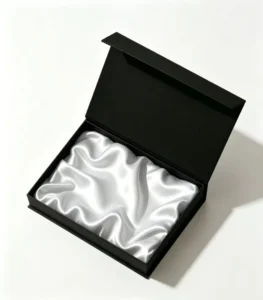 Custom Color Matte Rigid Paper Box with Magnetic Flip Lid and Satin Silk Inner Lining