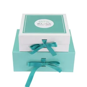 Custom Color Printing Portable Eco-Friendly Collapsible Rigid Cardboard Gift Box Sturdy Rope Handles Waterproof for Wedding
