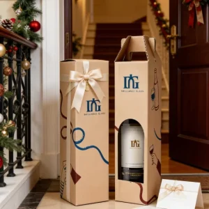 Custom Colored Kraft Paper Wine Bottle Shipping Box with Corrugated Paper