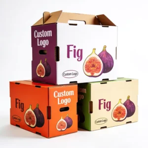 Custom Colorful Corrugated Fruit Packaging Carton Box for Figs with Handle
