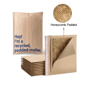 Custom Compostable Kraft Paper Honeycomb Padded Shipping Mailers, Recyclable and Biodegradable