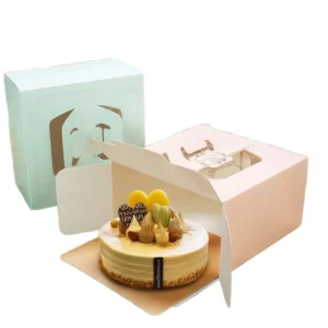 Custom Corrugated Board Cake Box with Magnetic Closure, Separate Lid, and Window