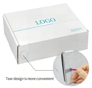 Custom Corrugated Cardboard Folding Mailer Shipping Gift Box with Tear Strip, Printed Self-Sealing, and Logo