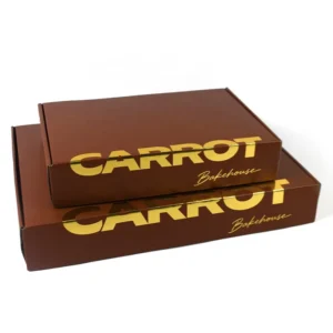 Custom Corrugated Gift Box with Gold Hot-Stamped Logo and Separate Paper Insert for Bakery Cookies and Biscuits