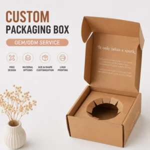 Custom Corrugated Mailer Box with Insert Recyclable Kraft Paper Packaging for Candle and Cosmetic Shipping