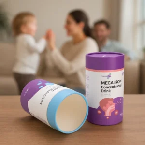 Custom Cup Stock Paper Tube Packaging for Vitamin & Kids Nutrition Supplements Recyclable Eco Canister From China Factory