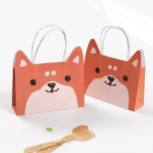 Custom Cute Cartoon Animal Paper Gift Bag with Handle for Kids Snack Cookie Candy Packaging