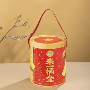 Custom Cylindrical Canister Cardboard Tube Cookies Packaging Food Pastry Paper Tube With Handle