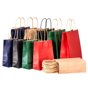 Custom Degradable Kraft Paper Bags for Catering Takeout Bubble Tea Coffee Festive Gift Apparel Packaging Custom Made Tote Bags