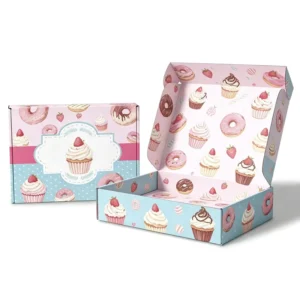 Custom Design Logo Eco-Friendly Food-Grade Foldable Paper Packaging Boxes for Cakes, Cookies, Bread, Pastries, Donuts, and Macarons