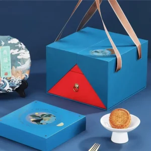 Custom Design Open-Door Drawer Cardboard Paper Gift Box and Bag for Food Mooncake