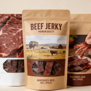 Custom Design Ziplock Bags With Clear Window Food-Grade Kraft Paper Bags For Beef Jerky