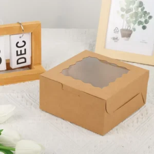 Custom-Dimension Paper Cake Packaging Box for Bakery, 20.3 x 20.3 x 6.5 cm