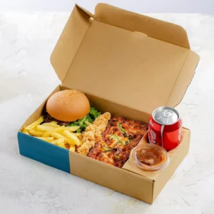 Custom Disposable Eco-Friendly Paperboard Snack Box for Fried Chicken, Burger, and Chips