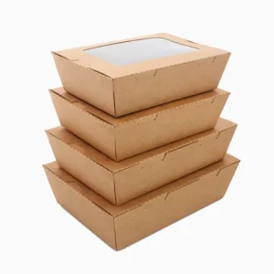 Custom Disposable Food Grade Kraft Paper Salad Box with Clear Window