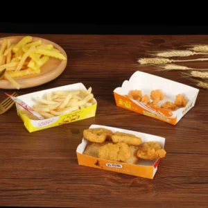 Custom Disposable Food-Grade Paper Boat Tray with Custom Size and Matte Lamination Printing