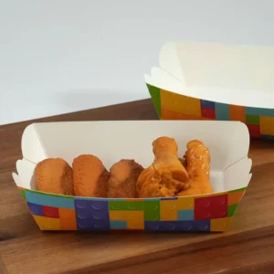 Custom Disposable Greaseproof Kraft Paper Takeaway Boat Tray Factory Direct