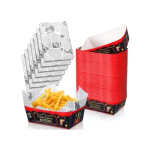 Custom Disposable Kraft Paper Boat Tray for French Fries