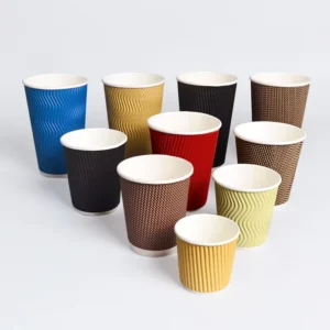 Custom Disposable Single-Wall Corrugated Ripple-Wall Paper Coffee Cup for Hot Drinks