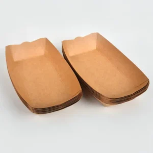 Custom Disposable Sushi Tray Kraft Paper Boat Food Packaging Box Paperboard Basket For Potato Chips