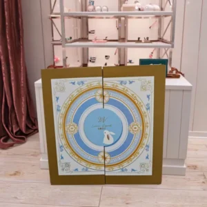 Custom Double-Door Foldable Rigid Paper Gift Box for Mooncakes and Candles Recycled Materials Magnetic Closure