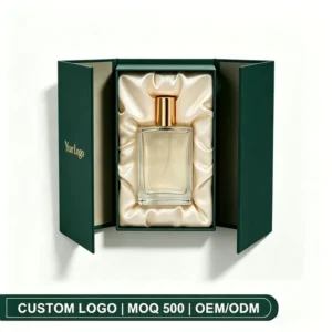 Custom Double Door Perfume Gift Box Rigid Paper with Satin Liner for Cosmetic Fragrance Packaging