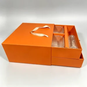 Custom Double Drawer Gift Box Set Rigid Slide Box with Matching Paper Gift Bag for Food and Tea