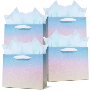 Custom Durable Biodegradable Eco-Friendly White Card Paper Bags with UV-Coated Handle for Business Gifts
