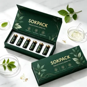 Custom Eco-Friendly 6-Bottle 10ml Peptide Serum Rigid Cardboard Packaging Box with Magnetic Closure, Foam Insert, and UV Coating