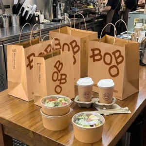 Custom Eco-Friendly Baking Dessert Packing Cake Shop Bread Coffee Bag Light Bolsas De Papel Food Takeaway Kraft Paper Bag