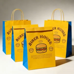 Custom Eco Friendly Biodegradable Brown Fast Food Delivery Paper Bag for Restaurant Takeout