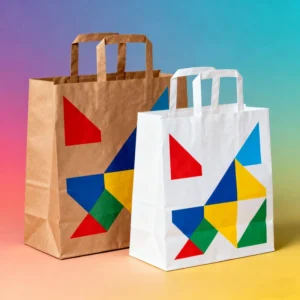 Custom Eco Friendly Biodegradable Brown Fast Food Go Delivery Paperbag Restaurant Takeout Packaging Take Away Luxury Handle