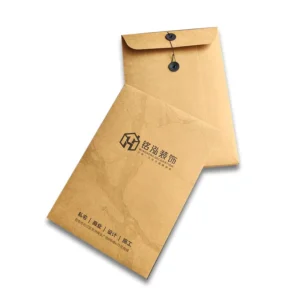 Custom Eco Friendly Biodegradable CMYK Full Color Printed Kraft Paper A4 String Tie Document Envelope Custom Logo for Business