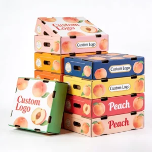 Custom Eco-Friendly Biodegradable Corrugated Cardboard Slotted Peach Fruit Shipping Box