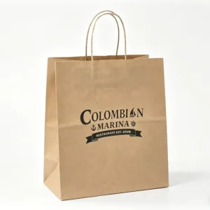 Custom Eco Friendly Biodegradable Flat Handles Bolsas De Papel Restaurant Packaging Brown Takeaway Fast Food Kraft