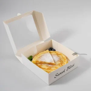 Custom Eco-Friendly Biodegradable Foldable Square Paper Dessert Box with Window and Embossing
