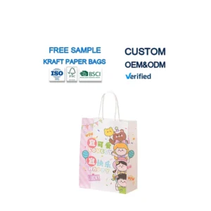 Custom Eco Friendly Brown Fast Food To Go Delivery Paper Bag Restaurant Takeout Packaging Take Away Kraft Paper Bag With Handle