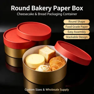 Custom Eco Friendly Cheesecake Kraft Tube Canister Luxury Paper Cylinder Round Cylindrical Cardboard Box
