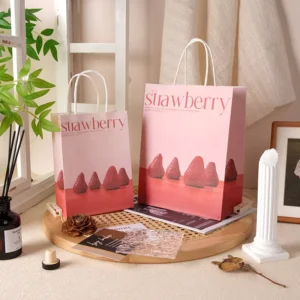 Custom Eco Friendly Craft Kraft Paper Food Takeaway Bag Twisted Handle Bolsa De Papel With Logo