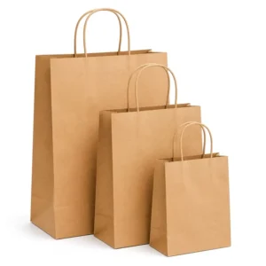 Custom Eco-Friendly Disposable Recyclable Biodegradable Takeaway Packaging Fast Food Kraft Paper Bags Handles for Restaurant